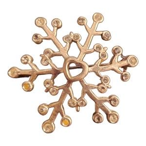 Silvertone Snowflake Brooch Pin with Heart Center